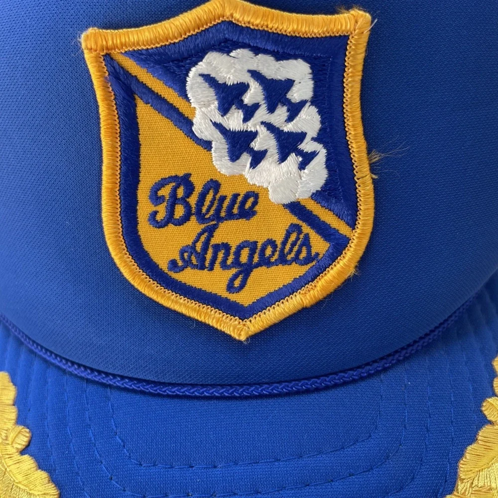 Otto Blue Angels Snapback Mesh Trucker Hat Cap US Airshow Jets Blue Gold Vintage